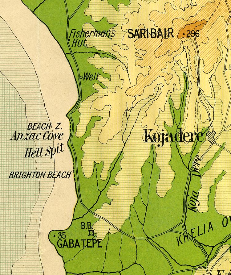 War Map Of The Gallipoli Peninsula 1915