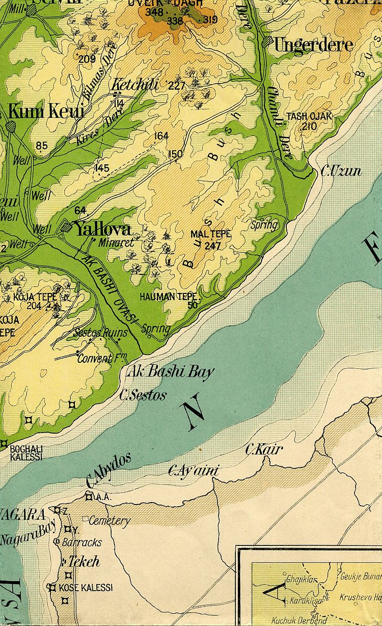 War Map Of The Gallipoli Peninsula 1915
