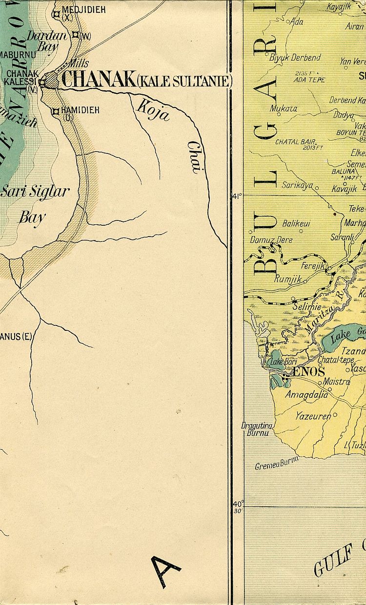 War Map Of The Gallipoli Peninsula 1915