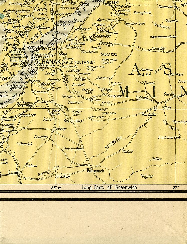 War Map Of The Gallipoli Peninsula 1915
