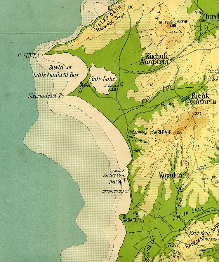 War Map Of The Gallipoli Peninsula 1915