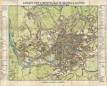 Lavars's New & Improved Map Of Bristol & Clifton c1863.