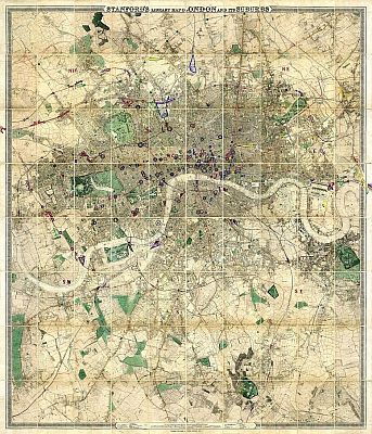 Stanford’s Library Map Of London And Its Suburbs 1864; Showing All The Proposed Metropolitan Railways and Improvements. Stanford’s Library Map Of London And Its Suburbs 1864; Showing All The Proposed Metropolitan Railways and Improvements.