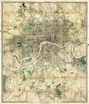 Stanfords Library Map Of London And Its Suburbs 1864; Showing All The Proposed Metropolitan Railways and Improvements.