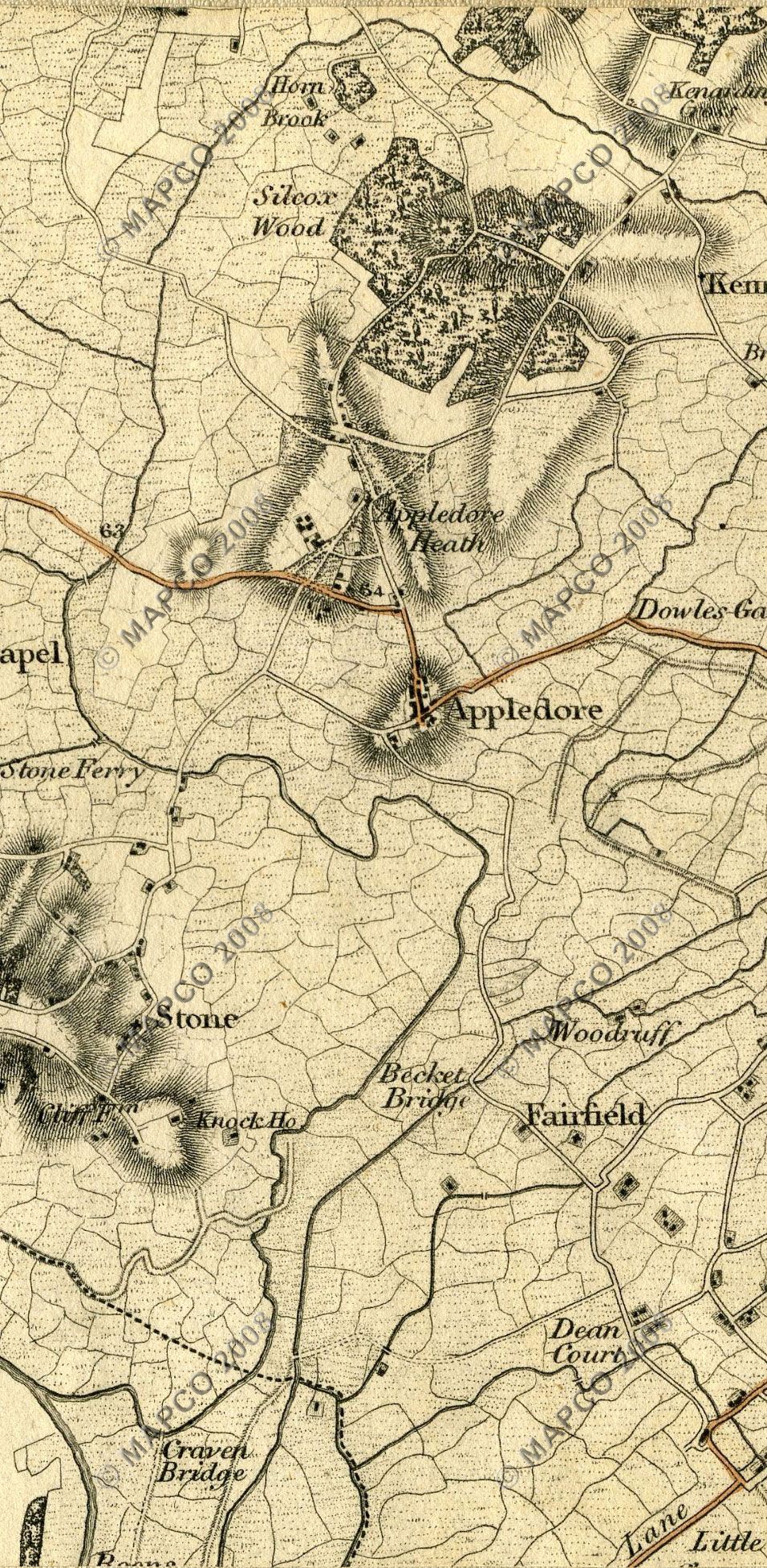 An Entirely New & Accurate Survey Of The County Of Kent, With Part Of The County Of Essex, by William Mudge, 1801.