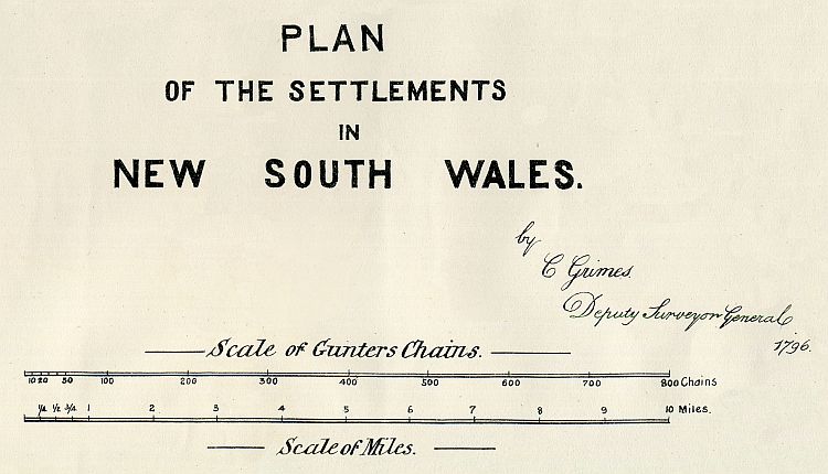 Grimes's Plan Of The Settlements In New South Wales 1796