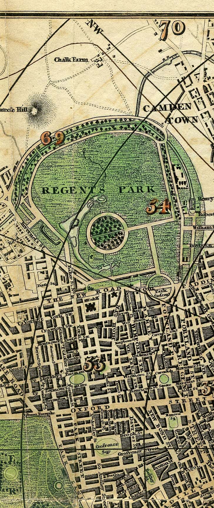 Pigot & Co.'s  Miniature Plan Of London And Vicinity c1820