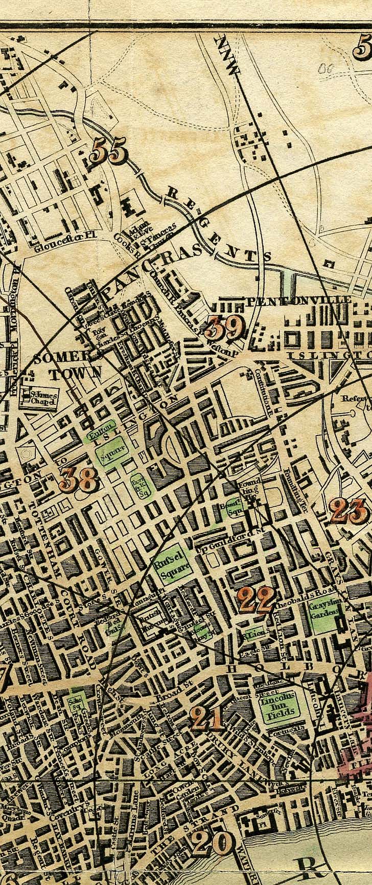 Pigot & Co.'s  Miniature Plan Of London And Vicinity c1820