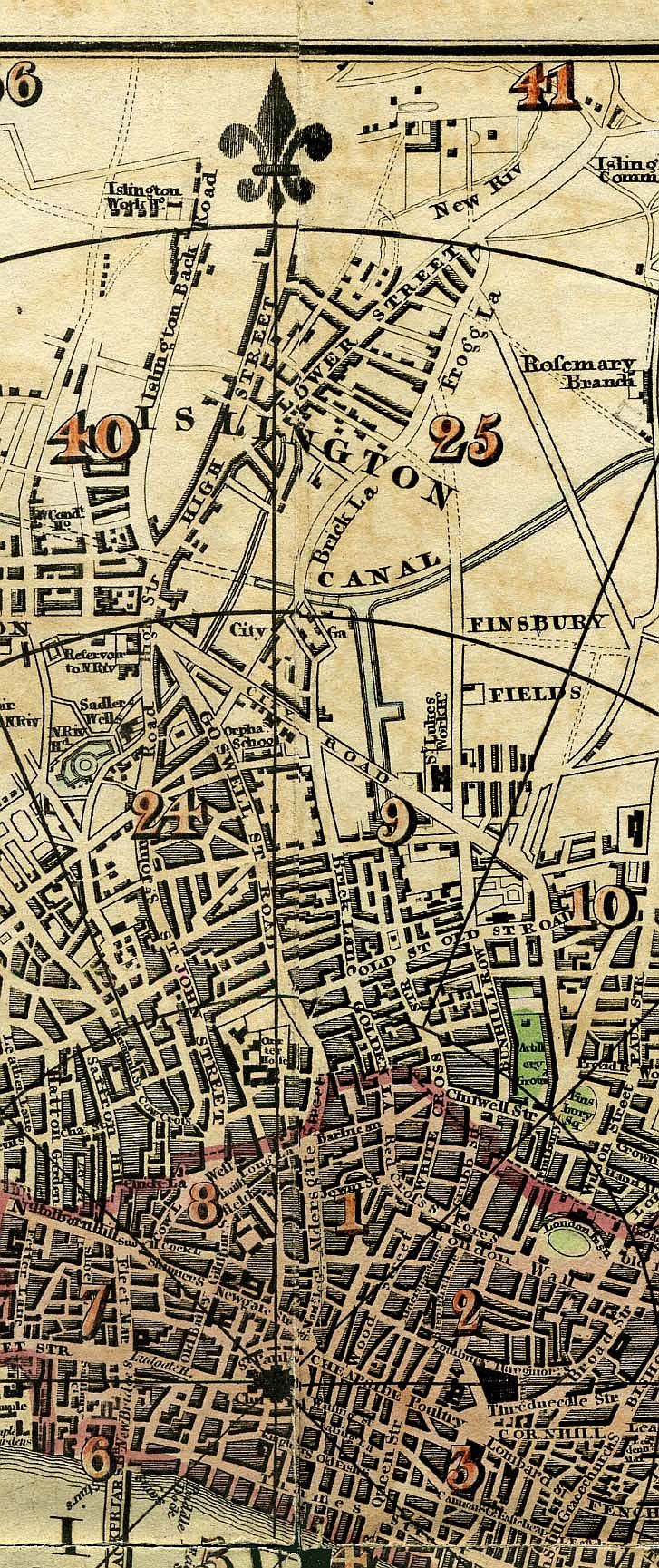 Pigot & Co.'s  Miniature Plan Of London And Vicinity c1820
