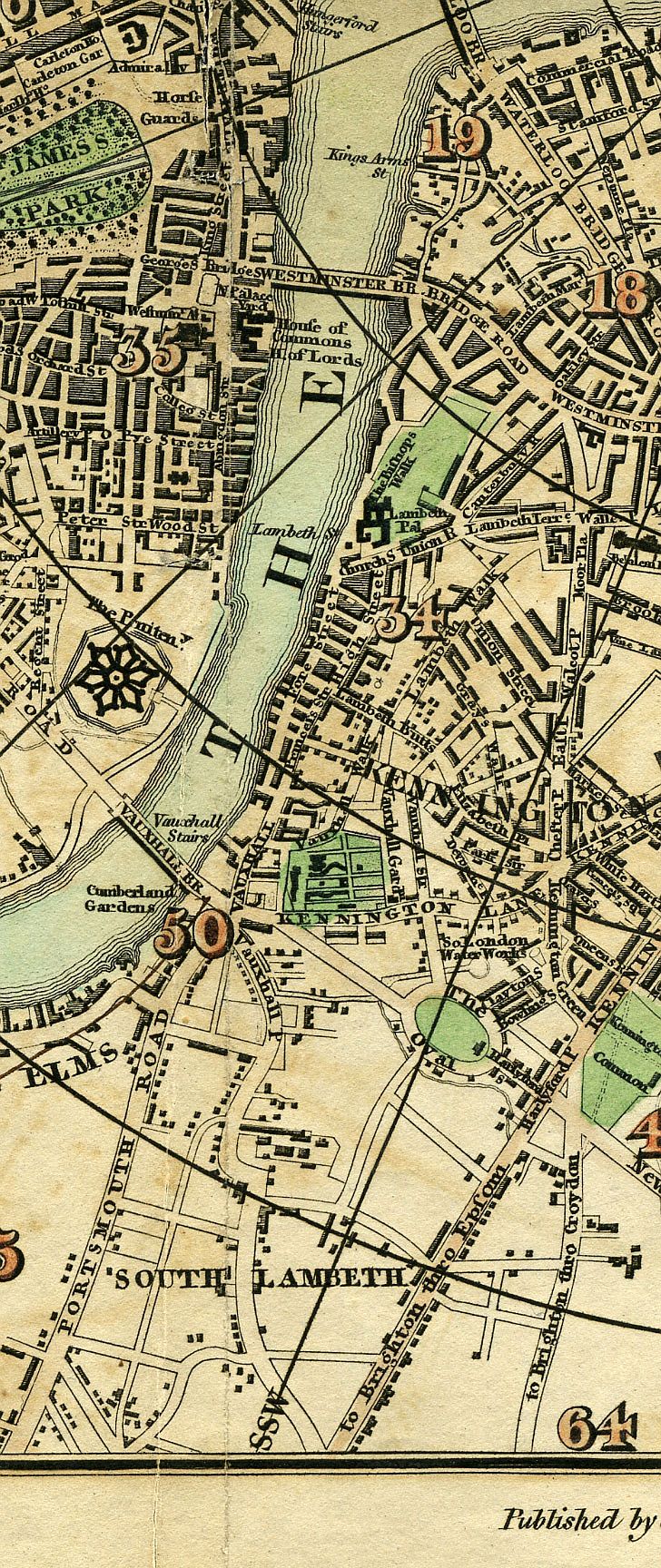 Pigot & Co.'s  Miniature Plan Of London And Vicinity c1820