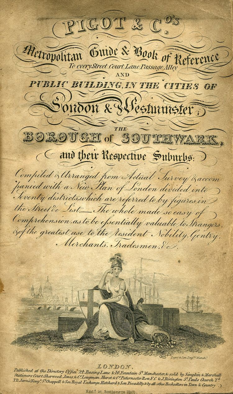 Pigot & Co.'s Metropolitan Guide & Book Of Reference c1820