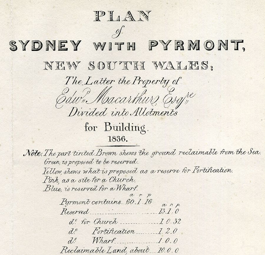 Plan Of Sydney With Pyrmont 1836