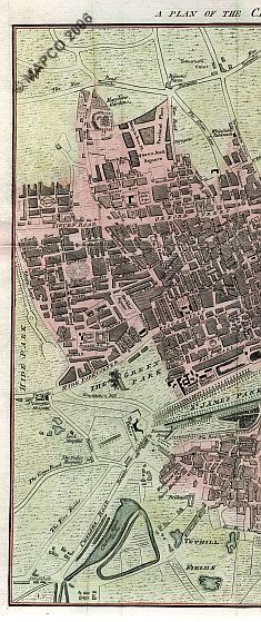 Mary le Bon, Tottenham Court, Oxford Street, Grosvenor Square, Soho Square, Hide Park, The Green Park, Piccaddilly, St Jame's Park, Chelsea Water Works, & Tothill Fields