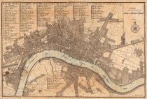 Plan des Villes de Londres et de Westminster et de leurs Faubourgs avec le Bourg de Southwark, 1700.