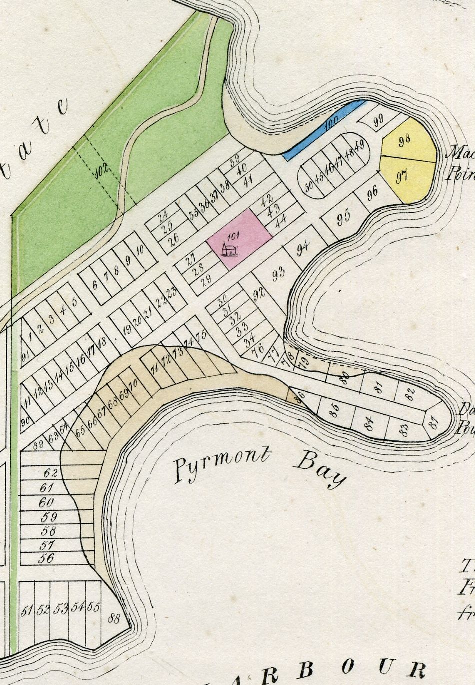 Plan Of Sydney With Pyrmont 1836