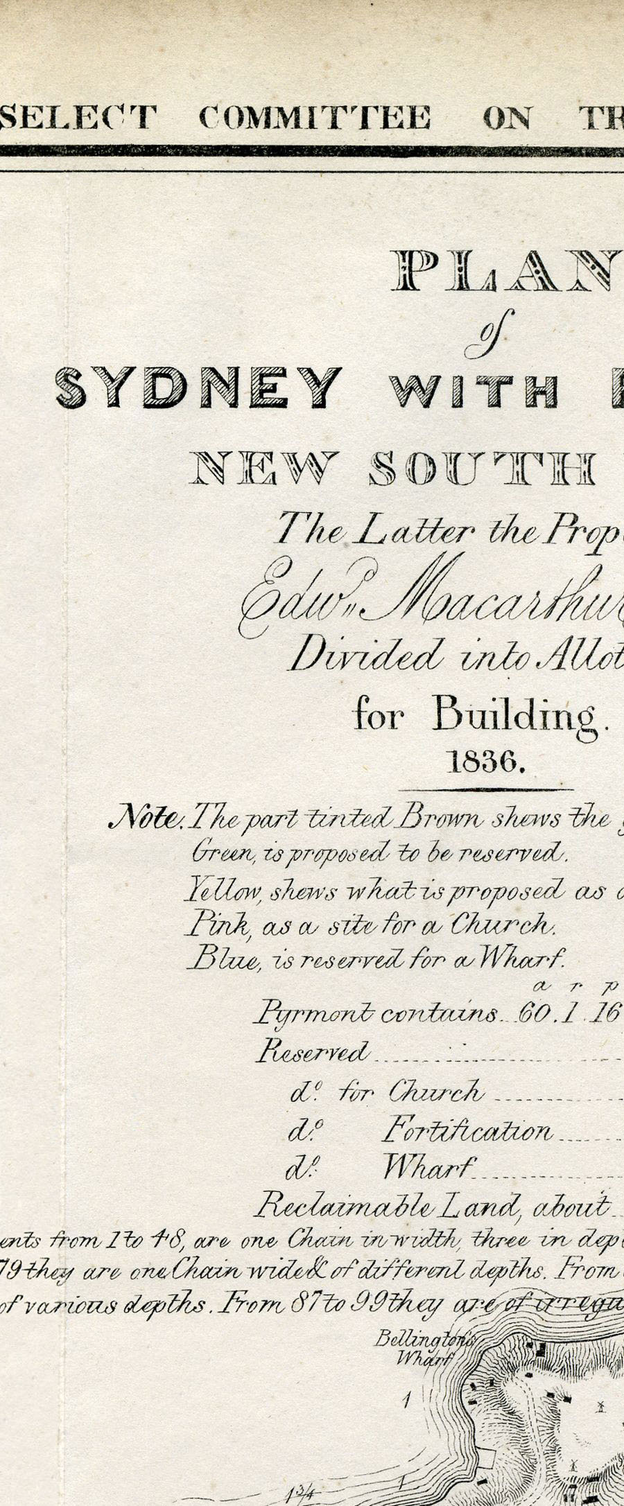 Plan Of Sydney With Pyrmont 1836
